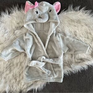Adorable Gray Elephant Kids Robe